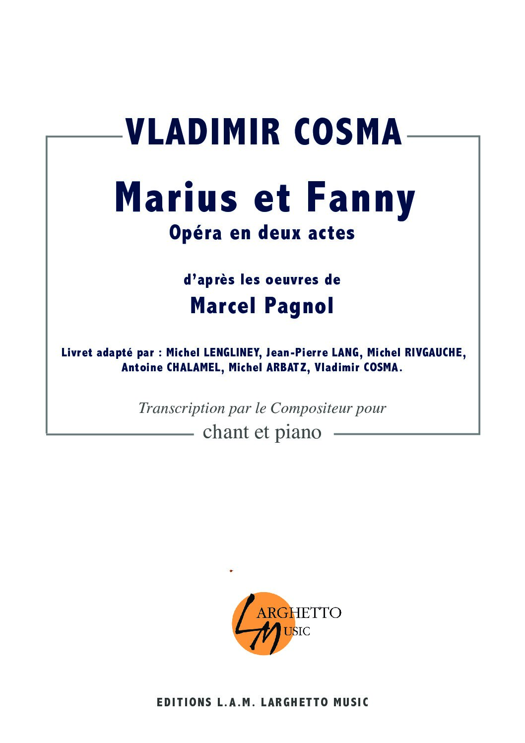 Marius et Fanny - Chant et Piano